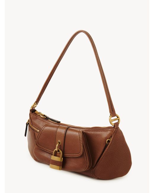 Chloé Brown The 99 Shoulder Bag In Grained Leather