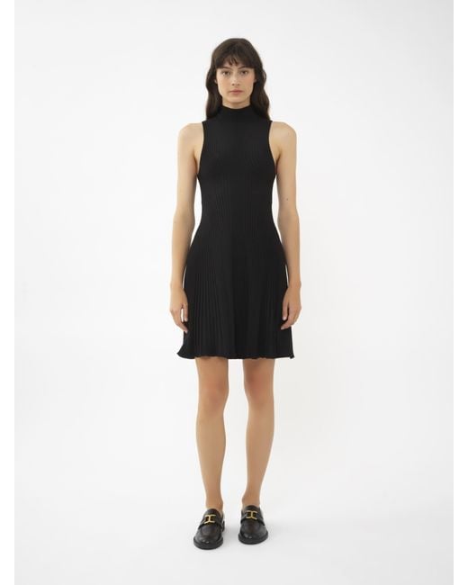 Chloé Black Mock-neck Mini Dress