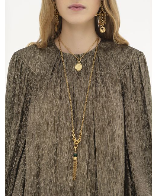Robe courte froncée en crépon de soie Chloé en coloris Brown