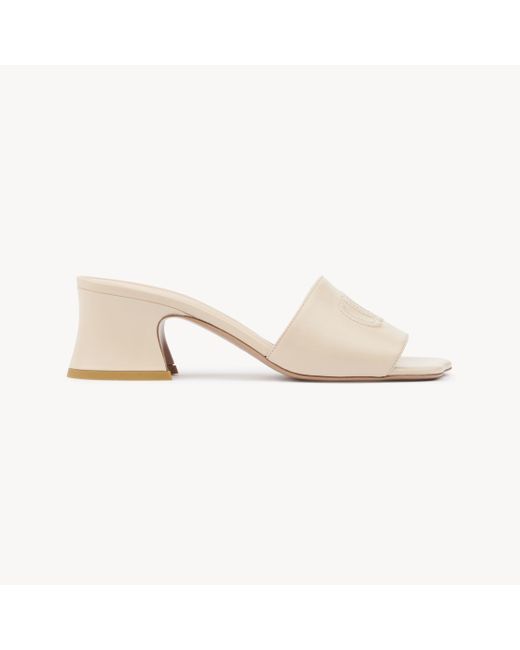 Chloé Natural Soleil Heeled Mule 100% Lambskin