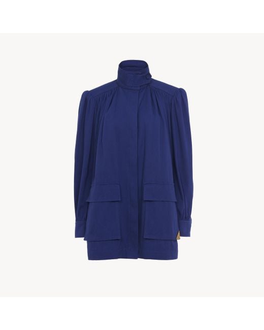 Giacca Utilitaria A Collo Alto di Chloé in Blue