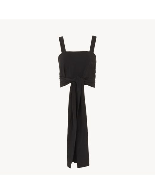 Chloé Black Cropped Front-tie Tank Top In Crêpe De Chine