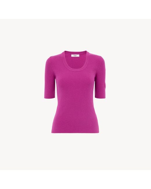 Chloé Purple Short-Sleeve Jumper