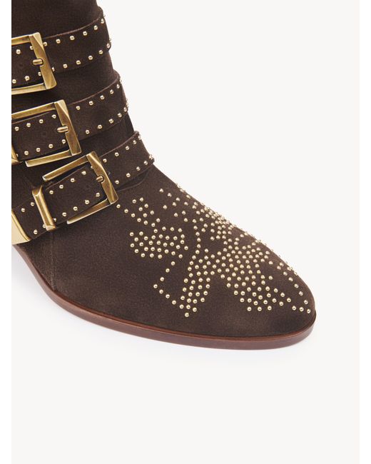 Chloé Susanna Ankle Boot 100% Calf-Skin Leather in het Brown