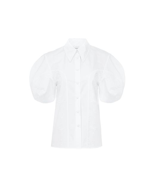 Chloé White Embroidered Balloon-sleeve Shirt