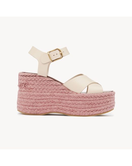Chloé Pink Isla Wedge Espadrille