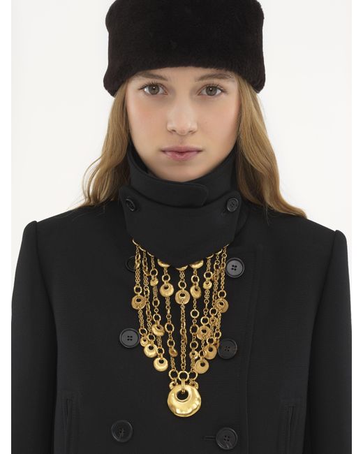 Chloé Black Tailored Pea Coat In Wool Gabardine