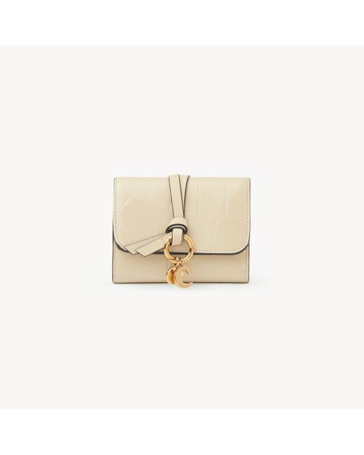 Chloé Natural Kleines, Dreifach Klappbares Alphabet Portemonnaie Aus Leder Mit Krokodilledereffekt