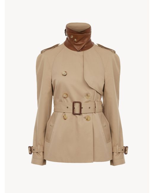 Chloé Short Trench Coat in het Natural