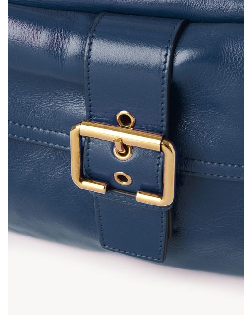 Chloé Blue Camera Bag aus glänzendem Leder
