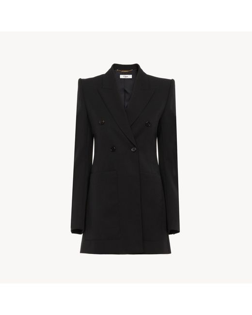 Chloé Black Tailored Jacket In Wool Grain De Poudre