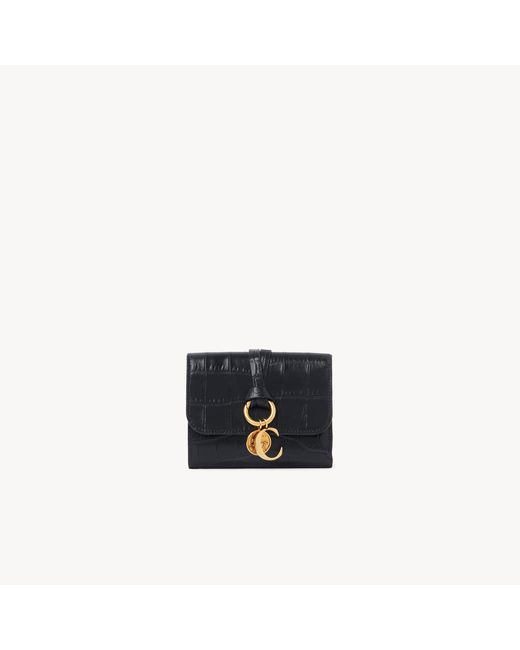 Chloé Black Small Alphabet Tri-Fold Wallet