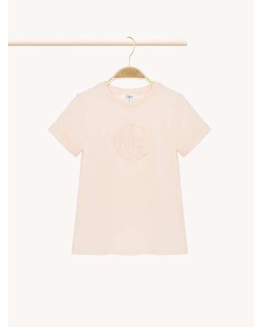 Camiseta Con Logotipo Rosa 100% Algodón Chloé de color Natural
