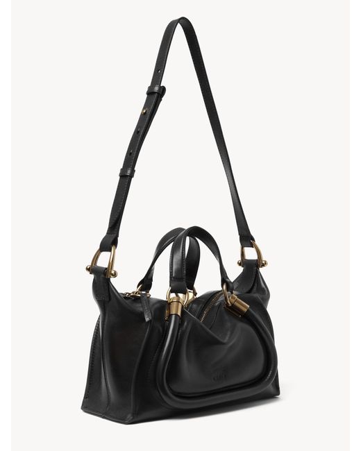 Chloé Black Small Paraty 24 Bag In Shiny Leather