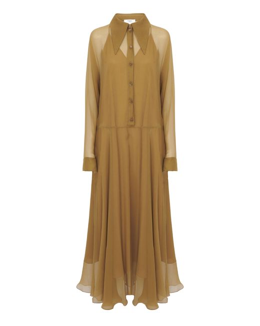 Chloé Natural Fluid Long Shirt Dress In Silk Mousseline