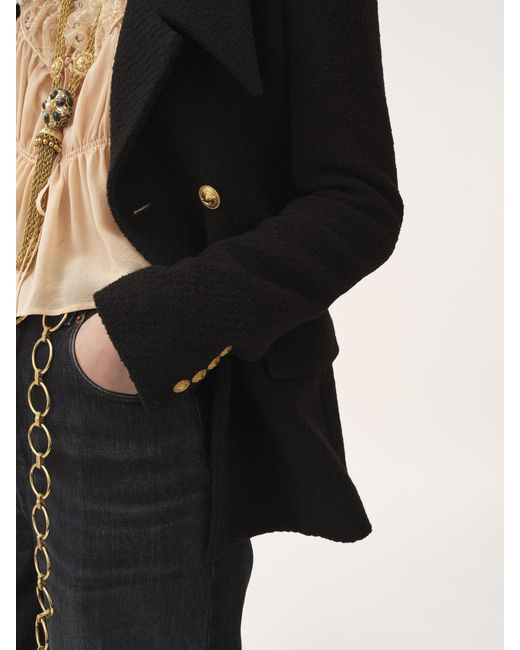 Chloé Black Double-breasted Tailored Jacket In Wool Bouclette