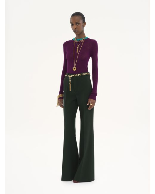 Chloé Multicolor Flared Tailored Pants In Wool Crêpe