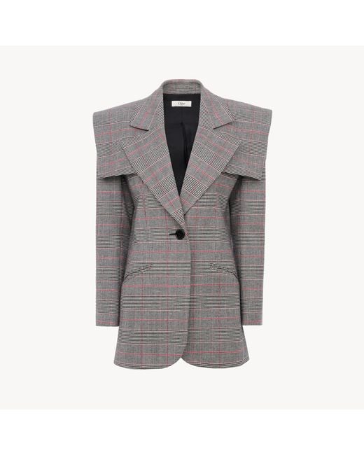 Chloé Gray Single-Breasted Tailored Jacket