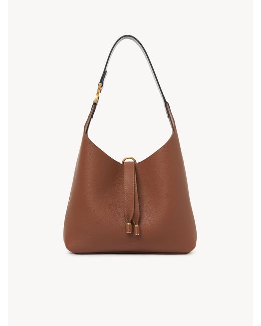 Chloé Brown Small Marcie Hobo Bag In Grained Leather