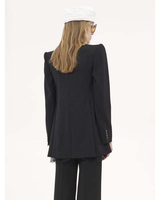 Chloé Black Tailored Jacket In Wool Grain De Poudre