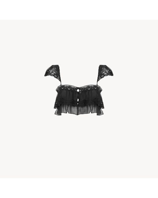 Chloé Black Ruffled Bralette