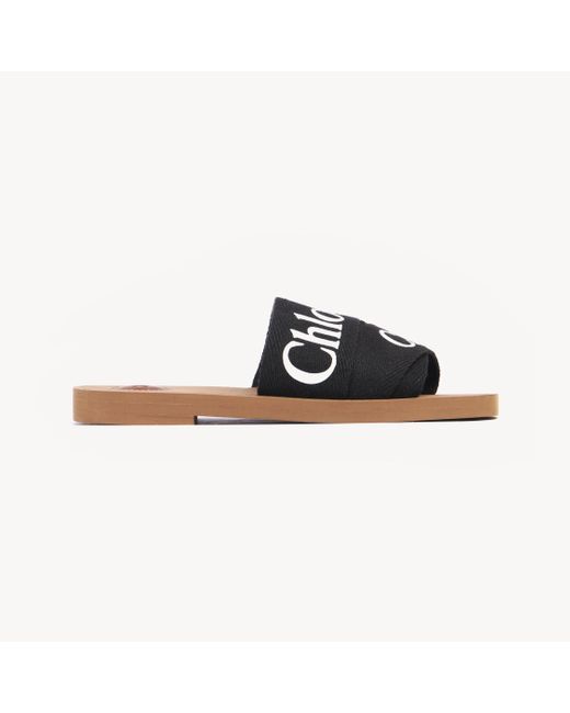 Chloé Black Woody Mule 90% Linen, 10% Polyester
