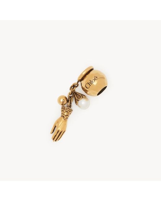 Chloé Metallic Sphere Hand & Pearl Dice Charm For Bracelet Bag