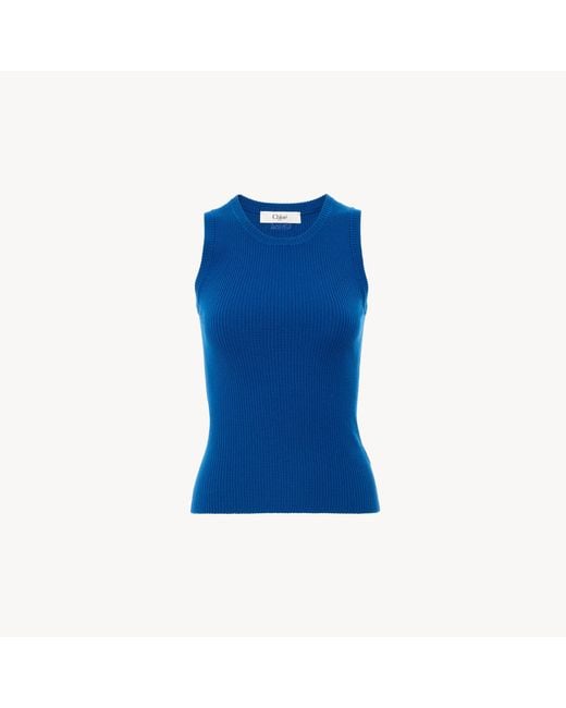 Chloé Blue Crew-Neck Tank Top