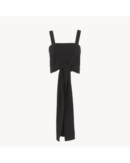 Chloé Black Cropped Front-tie Tank Top In Crêpe De Chine