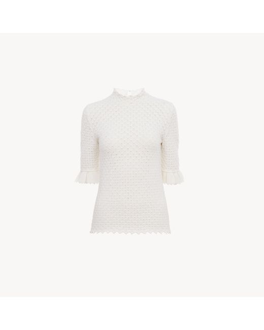 Pull à manches courtes en maille de laine et cachemire Chloé en coloris Natural
