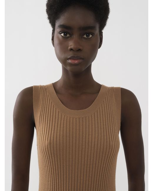 Chloé Wool Fitted Tank Dress in Brown 