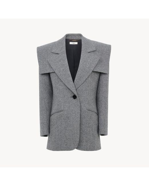 Chloé Gray Single-Breasted Tailored Jacket