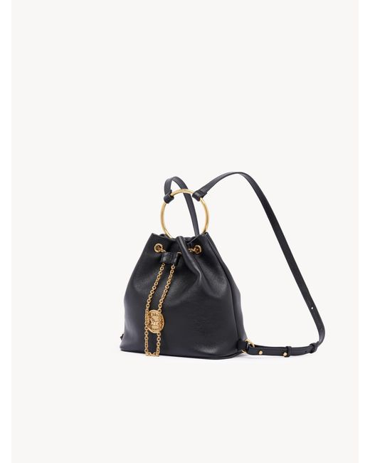 Chloé Black Small Bracelet Backpack In Grained Leather