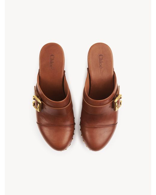 Chloé Brown Jeannette Clog mit Keilabsatz