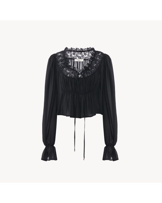 Top Corto Con Scollo Profondo di Chloé in Black