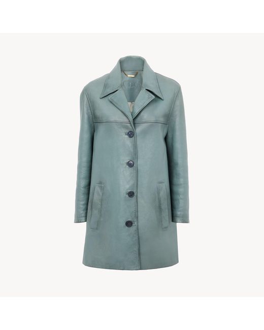 Chloé Blue Single-Breasted Long Jacket