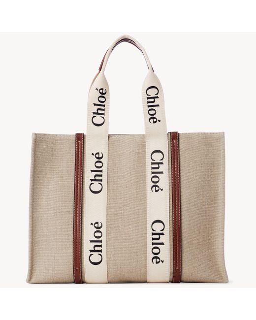 Tote Bag Grande Woody di Chloé in Natural