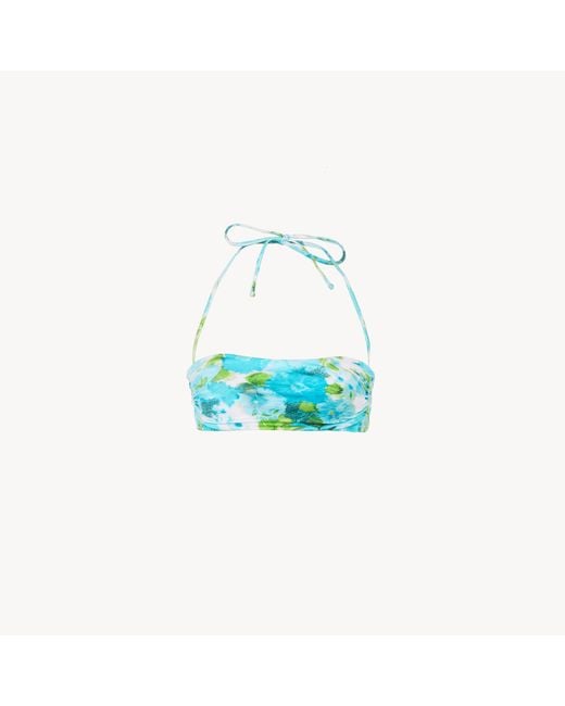 Chloé Blue Aqua Flower-Print Halterneck Bikini Top