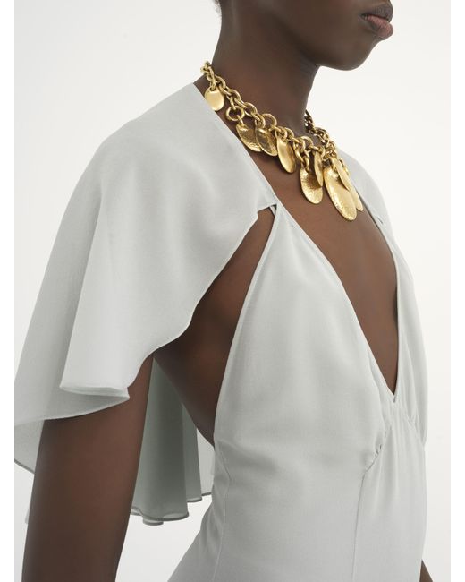 Chloé White Long Flou Dress In Silk Georgette
