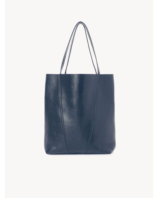 Chloé Blue Chloé Spin Tote Bag In Grained Leather