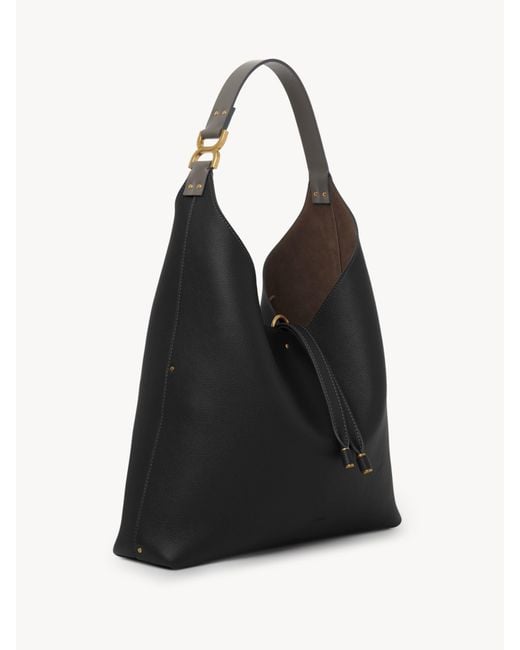 Chloé Black Marcie Hobo Bag In Grained Leather