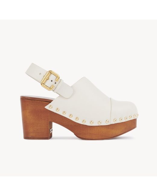 Chloé White Jeannette Clog mit Keilabsatz