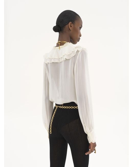 Chloé White Ruffled Blouse