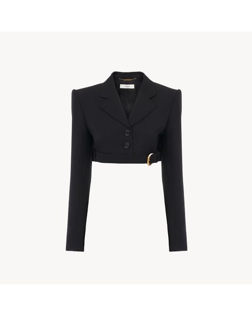 Chloé Black Cropped Virgin Wool Blazer