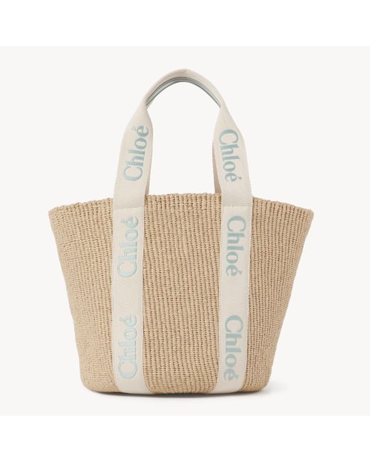 Chloé Large Woody Basket In Natural Fibers