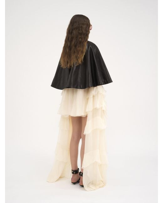 Chloé Black Short Cape In Soft Nappa Leather
