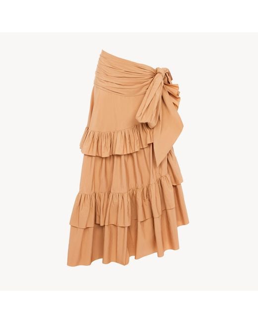 Chloé Brown Ruffled Long Skirt