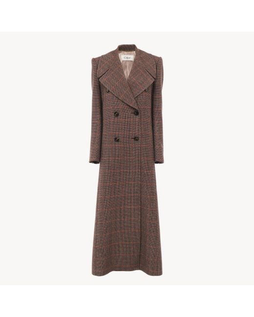 Cappotto Doppiopetto Lungo di Chloé in Brown