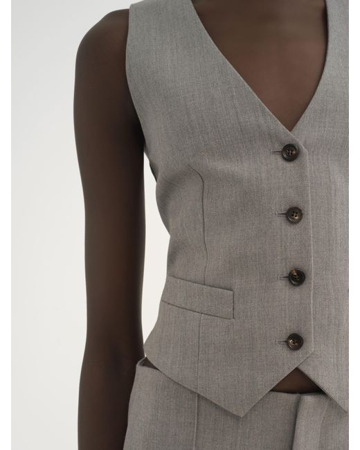 Chloé Gray Tailored Waistcoat In Wool Grain De Poudre