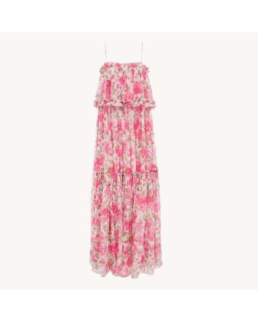 Chloé Pink Thin-Strap Long Dress
